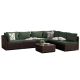 PATIOGUARDER 7-Piece Wicker Patio Conversation Seating Set with Pine Green Cushions and Coffee Table HDPG23013