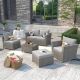 OVIOS Bexley Gray 6-Piece Wicker Patio Conversation Seating Set with Dark Gray Cushions BRS206