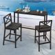 LUE BONA 3-Piece 55 in. Black Outdoor Dining Table Set Aluminum Bar Set HDPS Top With Bar Chairs Armless for Balcony 3FLLB23DT0009-4