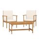 Noble House Apaloosa Brown 3-Piece Acacia Wood Outdoor Patio Conversation Set with Cream Cushions 6476