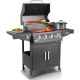 VIWAT Portable Propane Gas Grill 4 Burners with Side Burner Freestanding Grill Cart and Wheels, Black HW1655