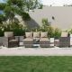 JOYESERY 5-Piece Outdoor Patio Sets, Patio Sectional Furniture Gray PE Rattan Wicker Couch, Two Ottomans, Linen Flax Beige J-115HBG