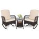 LeveLeve 3-Piece Outdoor Wicker Rocking Bistro Set Conversation Chairs PE Rocking Chairs Set with Sand XIN-3-Sand