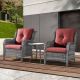 Gymojoy Carolina 3-Piece Wicker Patio Conversation Set with Red Cushions GM01726-5