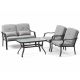 ANGELES HOME 4-Piece Metal Patio Conversation Set with Seat Back Cushions and Waist Pillows 10NP8CK926GR+
