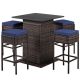 WELLFOR 5-Piece Plastic Outdoor Dining Set with Navy Cushion OUS68244NY+