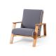 Noble House Swanton 1 piece Acacia Wood Outdoor Patio Lounge Chair with Dark Gray Cushion 81750