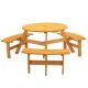 Tatayosi 6-Person Circular Outdoor Wooden Picnic Table with 3 Built-in Benches, 1720 lbs. Capacity, Natural P-DJ-122467
