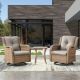Gymojoy Carolina 3-Piece wicker Patio Conversation Set with Beige Cushions GM117-2