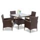 Unbranded PE 5-Piece PE Rattan Wicker Patio Outdoor Dining Set with Beige Cushions DJ-B082S00008
