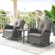 Gymojoy Carolina Gray 3-Piece Wicker Patio Conversation Set with Gray Cushions GM10226-2