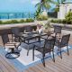 PHI VILLA 7-Piece Metal Patio Outdoor Dining Set with Swivel Chairs with Beige Cushions THD7-S7-451_I1