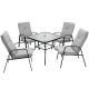 WELLFOR 5-Piece Metal Outdoor Dining Set with Gray Cushion TDS10405+1+2