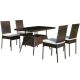 WELLFOR 5-Piece Wicker Outdoor Dining Set with Off white Cushion and Glass Table Top OUS67788+