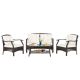 WELLFOR 4-Piece Wicker Patio Conversation Set with Off White Cushions OUS69353+