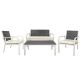 Tunearary 4-Pieces Patio PE Steel Furniture Set Conversation Set, Backyard Balcony Lawn Garden Cushion Coffee Table in White sofasethm1