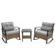 Unbranded 3-Piece Wicker Patio Conversation Set with Gray Cushions 100HJXHW8