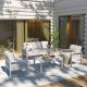 GARSING 4-Piece Aluminum Patio Conversation Deep Seating Set with Light Gray Cushions Gar-Set-White
