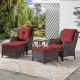 Gymojoy Carolina 5-Piece Brown Wicker Patio Conversation Set with Red Cushions GM0061425-5