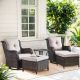 Gymojoy Carolina Brown 5-Piece Wicker Patio Conversation Set with Beige Cushions GM0142325-2
