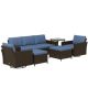 Outsunny 6-Piece Wicker Patio Conversation Set with Coffee Brown Cushions 860-312V00CF
