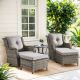 Gymojoy Carolina Gray 5-Piece Wicker Patio Conversation Set with Gray Cushions GM0162426-2