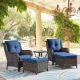 Gymojoy Carolina Brown 5-Piece Patio Conversation Set with Blue Cushions GM0061425-1
