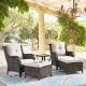 Gymojoy Carolina 5-Piece Wicker Patio Conversation Set with Beige Cushions GM0061425-2