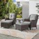 Gymojoy Caroina Brown 5-Piece Wicker Patio Conversation Set with Gray Cushions GM0061425-3