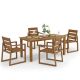 LUE BONA 5-Piece Brown Recycled Plastic HDPS Outdoor Dining Set All Weather Indoor Outdoor Patio Table and Chairs with Armrest FBS5SET-200HD
