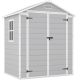 Patiowell 6 ft. W x 4 ft. D Outdoor Storage Gray Plastic Shed with Sloping Roof and Double Lockable Door in Gray 23 sq. ft. PPS314L4