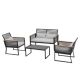 Freestyle Black 4-Piece Wicker Outdoor Patio Conversation Set with Light Grey Cushion HD-SD-YT02