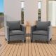 Sonkuki 2-Piece Patio Sofa Gray Wicker Outdoor Single Sofa Set, Gray R-S2HGY