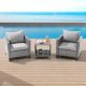 Sonkuki 3-Piece Gray Wicker Patio Outdoor Single Sofa Set Set with Side Table Linen Grey Cushion R-S2HLY-T3
