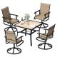 DEXTRUS 5-Piece Aluminum Square Patio Outdoor Patio Dining Set with 4 Swivel Dining Chairs and 37 in. Square Patio Dining Table HDFTPLPT-100410041001