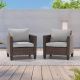 JOYESERY 2-Pack Brown Wicker Patio Outdoor Single Sofa with Linen Grey Cushion J-S2BLY