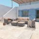 JOYESERY 6-Piece Gray Wicker Outdoor Conversation Seating Sofa Set with Side Table, Linen Flax Beige Cushions J-115HBG-T3