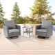 Sonkuki 3-Piece Gray Wicker Outdoor Swivel Rocking Chairs Patio Bistro Set with Side Table Gray Cushion R-2R-HGY-T2