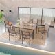 JOYESERY 7-Piece Patio Dinning Textilene Set, Metal Rust and Weatherproof Steel and Resin Tabletop, Taupe J-267-TP