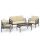 Costway 4-Piece Metal Patio Conversation Set with Beige Cushions QD-7162J-WF+