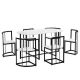 Zeus & Ruta Black and White 7-Piece Metal Outdoor Dining Modern Dining Table Set with Faux Marble Compact 55 Inch Table Set for 6 HSC-166