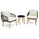 Costway 3-Piece Patio Conversation Set with Off White Cushions and Tempered Glass Side Table QD-71613IT