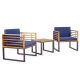Gymax 3-Pieces Acacia Wood Patio Bistro Set Outdoor Conversation Furniture Set w/Navy Cushions GYM12595
