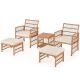 Costway 5-Piece Rattan Wicker Patio Conversation Set with 2-Tier Coffee Table and 2 Ottomans and Off White Cushions HCST00116