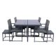 Nestfair 9-Piece Wicker Patio Outdoor Dining Set with Glass Table Top and Dark Gray Cushion HP329S41