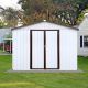 Boosicavelly 8 ft. W x 6 ft. D Metal Outdoor Storage Shed with Lockable Door in White and Brown (48 sq. ft.) BOSTSTG03W