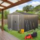Unbranded 8 ft. x 10 ft. Outdoor Metal Storage Shed with Floor Base, Suitable for courtyard Coverage Area 80 sq. ft. Gray MM-W540S00013