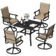 DEXTRUS 5-Piece Patio Dining Set with a 37 in. Square Metal Table and 4 Rotating Dining Chairs Outdoor Dining Ensemble HDFTPLPT-100410041005