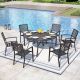 PHI VILLA Elegant 7-Piece Metal Round Outdoor Dining Set with Stackable Dining Chairs THD7-409B5901