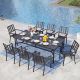 PHI VILLA Modern 9-Piece Metal Rectangle Outdoor Dining Set with Stackable Dining Chairs THD9-4533501